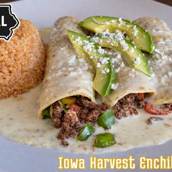 Fiesta Mexican Restaurant - Iowa Harvest Enchiladas (locally sourced ground beef from Ory Brother's Beef Earlham, IA) - Mexican Near Me - Pleasant Hill, Iowa Fiesta Mexican Restaurant - Iowa Harvest Enchiladas (locally sourced ground beef from Ory Brother's Beef Earlham, IA) - Mexican Near Me - Pleasant Hill, Iowa