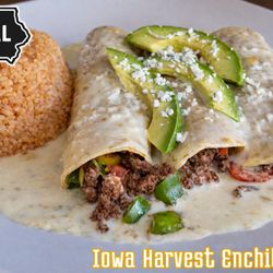 Fiesta Mexican Restaurant - Iowa Harvest Enchiladas (locally sourced ground beef from Ory Brother's Beef Earlham, IA)