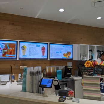 JusFruit - Menu boards and register terminal area - Bubble Tea Near Me - Edmonton, Alberta