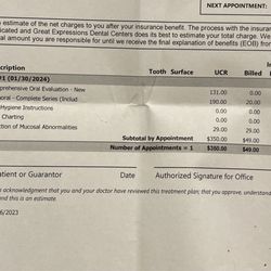 Great Expressions Dental Centers - Novi - Shows the great expression of Novi trying to trump up the bill to $500.00 for a simple cleaning.