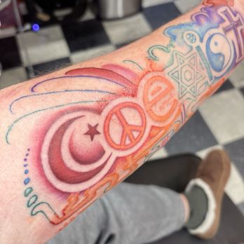 Lucky Dog Tattoo - Progression of coexist Tattoo - Tattoo Near Me - Seaside, Oregon Lucky Dog Tattoo - Progression of coexist Tattoo - Tattoo Near Me - Seaside, Oregon