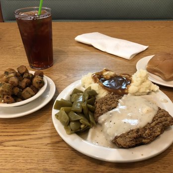 Lizard's Thicket Restaurants - I ordered the chicken fried steak, green beans, mashed potatoes, and okra, with tea to wash it down. Total cost $11.20 - Southern Near Me - Columbia, South Carolina