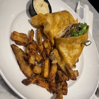 Cin Cin Burger BAR - Customized chicken wrap with eggplant fries - Burgers Near Me - Winston-Salem, North Carolina Cin Cin Burger BAR - Customized chicken wrap with eggplant fries - Burgers Near Me - Winston-Salem, North Carolina