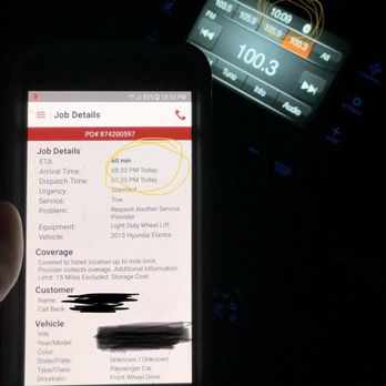Gallardo's Towing - Image of the drivers work phone showing ETA vs the actual time I got picked up. - Towing Near Me - Phoenix, Arizona Gallardo's Towing - Image of the drivers work phone showing ETA vs the actual time I got picked up. - Towing Near Me - Phoenix, Arizona