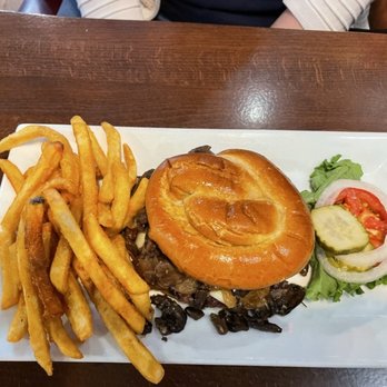 Pourhouse - Shroom burger on pretzel bun - Bars Near Me - Loveland, Colorado Pourhouse - Shroom burger on pretzel bun - Bars Near Me - Loveland, Colorado