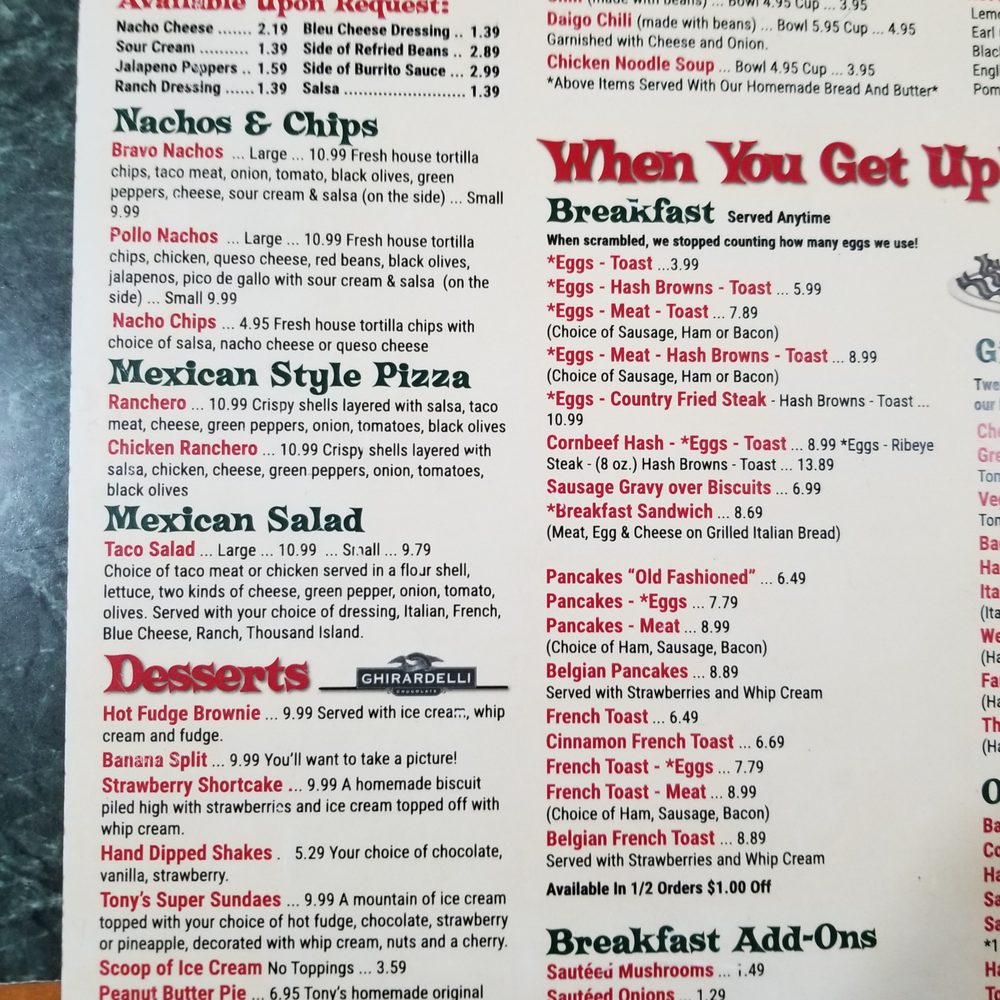 Tony's I-75 Restaurant - 2020-08-02 Tony's I-75. Birch Run, MI. Menu 6. - Diners Near Me - Birch Run, Michigan Tony's I-75 Restaurant - 2020-08-02 Tony's I-75. Birch Run, MI. Menu 6. - Diners Near Me - Birch Run, Michigan