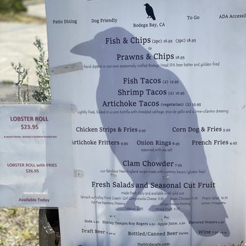 The Birds Cafe - Menu June 2023 - Seafood Near Me - Bodega Bay, California The Birds Cafe - Menu June 2023 - Seafood Near Me - Bodega Bay, California