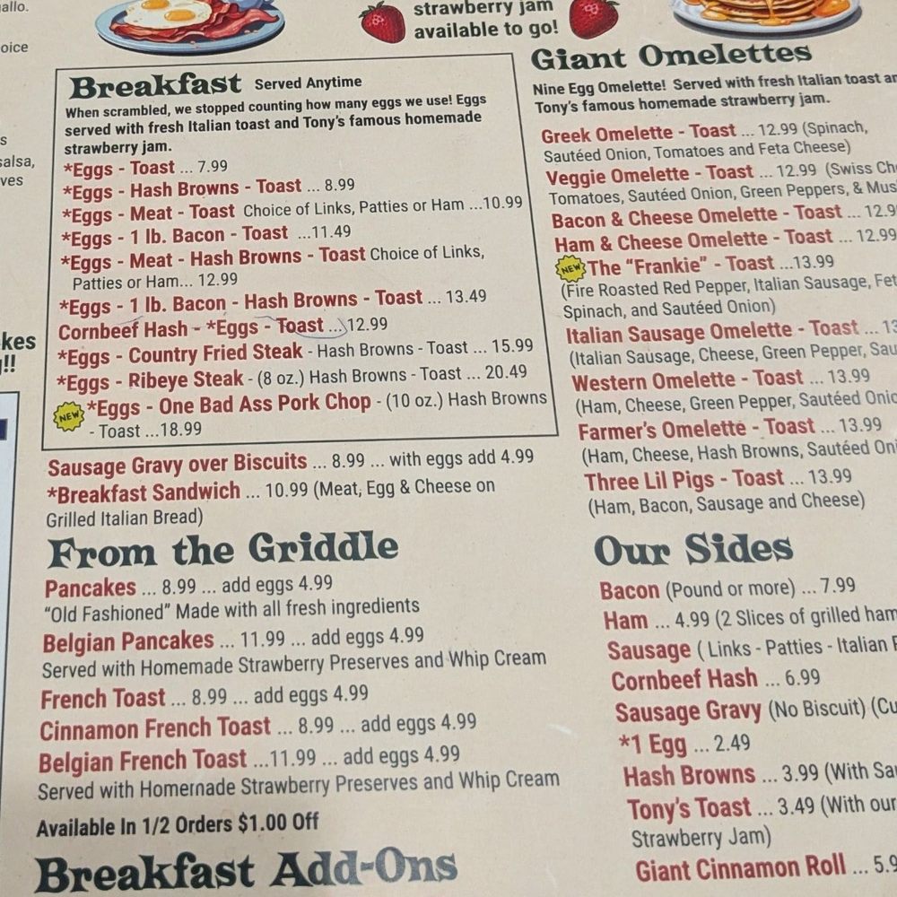 Tony's I-75 Restaurant - Breakfast from the menu - Diners Near Me - Birch Run, Michigan Tony's I-75 Restaurant - Breakfast from the menu - Diners Near Me - Birch Run, Michigan