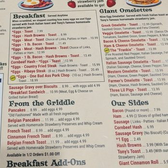 Tony's I-75 Restaurant - Breakfast from the menu - Diners Near Me - Birch Run, Michigan Tony's I-75 Restaurant - Breakfast from the menu - Diners Near Me - Birch Run, Michigan
