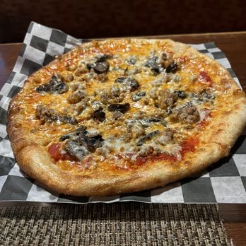 Thyme2 - Sausage with Portobello mushroom pizza. - New American Near Me - Medina, Ohio