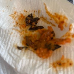 What is this hard black stuff that all in my butter chicken? Never eating here again.