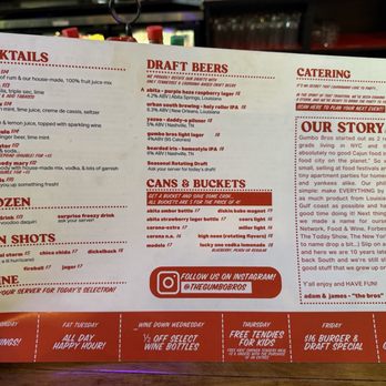 The Gumbo Bros - back of menu (drinks) 12.29.25 - Cajun/Creole Near Me - Nashville, Tennessee
