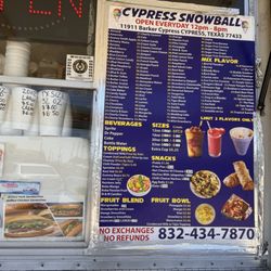 Cypress Snowball - menu
