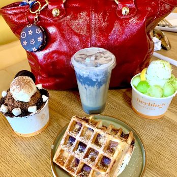 Heybings - Nutella waffle, Oreo Bingsoo, Melon Bingsoo and Sesame Coffee - Desserts Near Me - Costa Mesa, California Heybings - Nutella waffle, Oreo Bingsoo, Melon Bingsoo and Sesame Coffee - Desserts Near Me - Costa Mesa, California