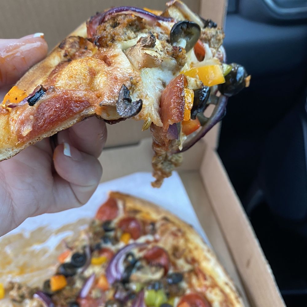The Slab Pizza - Nice toppings but you can't hold it because they are all sliding off, crust very wet. - Pizza Near Me - Suquamish, Washington