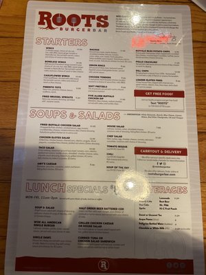 Menu photo 5 Roots Burger Bar Muncie, IN