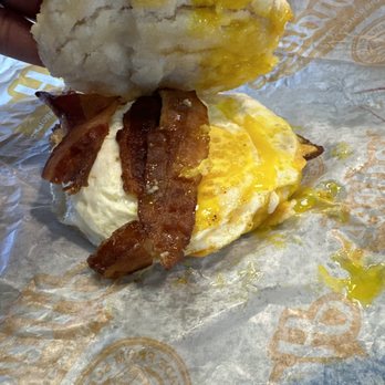 Hardee's - Candied bacon biscuit. Yolk was very runny. Dripped all over my biscuit. I do not like my eggs like that. - Fast Food Near Me - Fort Mill, South Carolina