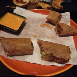 Corned beef spring rolls, absolutely swimming in grease Corned beef spring rolls, absolutely swimming in grease