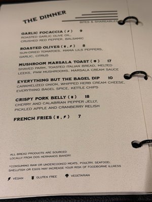 Menu photo 2 Bacchus Bar Portland, OR