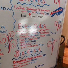 a white board with a menu on it