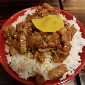 Taipei Cafe - Braised rice 10/10: Tastes way better than it looks.  Tender, fatty pork - Taiwanese Near Me - Chicago, Illinois