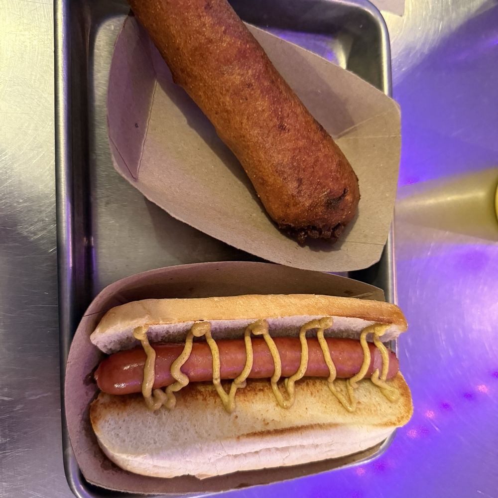 Crif Dogs - Corn Dog and New Yorker with yellow mustard - Hot Dogs Near Me - New York, New York