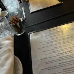 Dinner menu