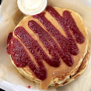 The Pan - Raspberry Pancakes w. Coconut Syrup - Pizza Near Me - Gardena, California