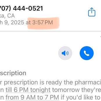 Walgreens - a screenshot of the voicemail, highlighting the time they called me, which was after I was already getting check out - Cosmetics & Beauty Supply Near Me - Eureka, California
