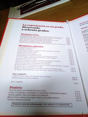 Menu photo 3 80 Grados Madrid, M Menu photo 3 80 Grados Madrid, M