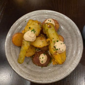 Olin Bar & Kitchen - Potatoes & artichokes 'bravas' - New American Near Me - Detroit, Michigan Olin Bar & Kitchen - Potatoes & artichokes 'bravas' - New American Near Me - Detroit, Michigan