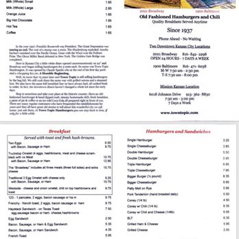 Town-Topic Hamburgers - Full menu as of 4.28.19 - Diners Near Me - Kansas City, Missouri