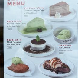 Dessert menu Dessert menu