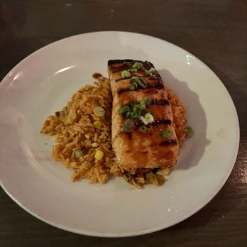 Noona Meat & Seafood - Grilled salmon with spicy kimchi fried rice - Bars Near Me - Duluth, Georgia Noona Meat & Seafood - Grilled salmon with spicy kimchi fried rice - Bars Near Me - Duluth, Georgia