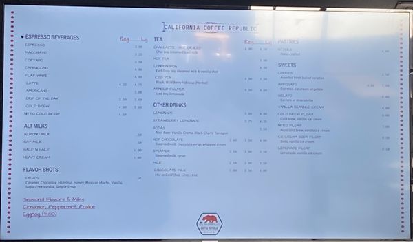 Menu photo 5 California Coffee Republic Moorpark, CA Menu photo 5 California Coffee Republic Moorpark, CA