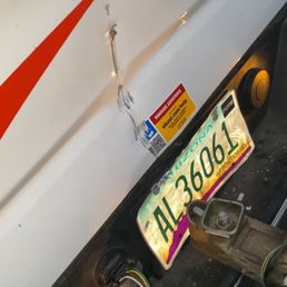 Damaged area due to improper installation of trailer