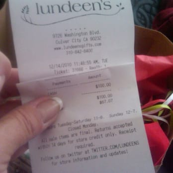 Lundeen's - 12.14.10 sale - Cards & Stationery Near Me - Culver City, California