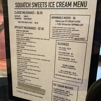 Squatch Sweets - Menu on the door - Candy Stores Near Me - McCall, Idaho Squatch Sweets - Menu on the door - Candy Stores Near Me - McCall, Idaho
