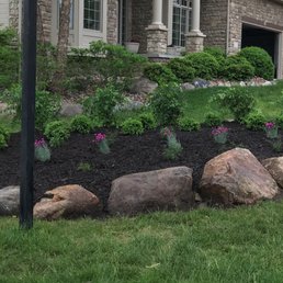 Re-landscaped bed that previously had lots of rocks and overcrowded sick trees.