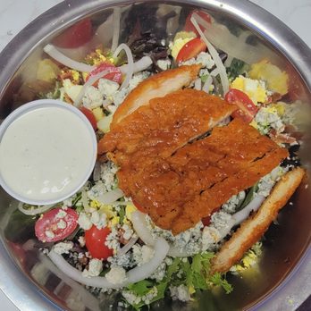 Just Wing It - Cobb salad with buffalo chicken - Chicken Wings Near Me - West Jefferson, North Carolina