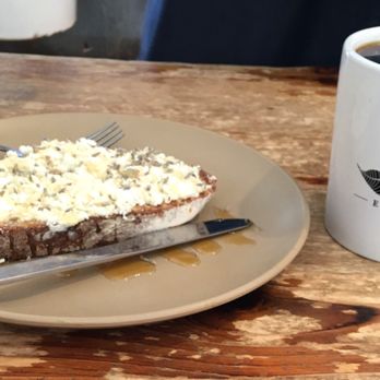 Klatch Coffee - Goat cheese honey lavender toast & decaf coffee. Lavender was a bit too strong for my taste. - Coffee & Tea Near Me - San Dimas, California