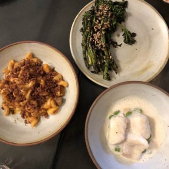 Carnal - Pasta with pork, broccoli and halibut in clam sauce - New American Near Me - Bellingham, Washington
