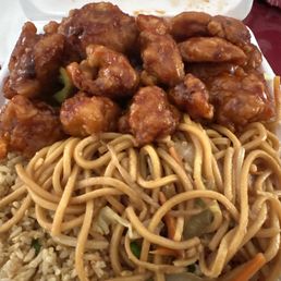 Half and half Orange Chicken Chicken Dish Lunch Special