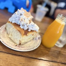 Cinnamon Roll & freshly Fresh Squeezed OJ Cinnamon Roll & freshly Fresh Squeezed OJ