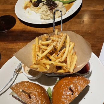 Stoney River - Burger and fries and New York strip Oscar style - Steakhouses Near Me - Franklin, Tennessee Stoney River - Burger and fries and New York strip Oscar style - Steakhouses Near Me - Franklin, Tennessee