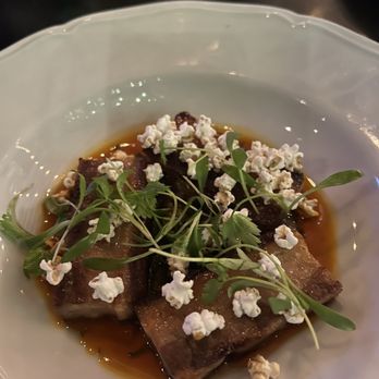 Rustic Root - Pork Belly with baby popcorn - Cocktail Bars Near Me - San Diego, California