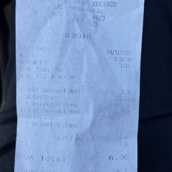 Wendy's - My receipt for 2 meals