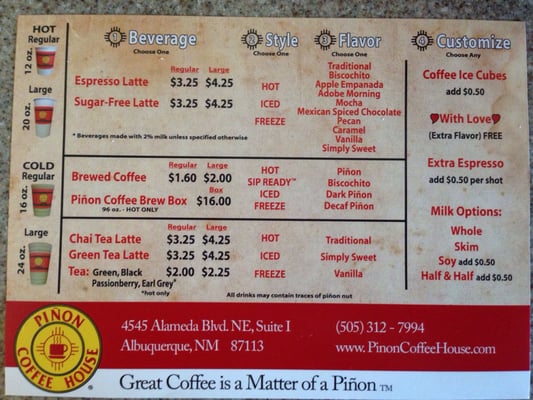 Menu photo 6 Piñon Coffee House Albuquerque, NM