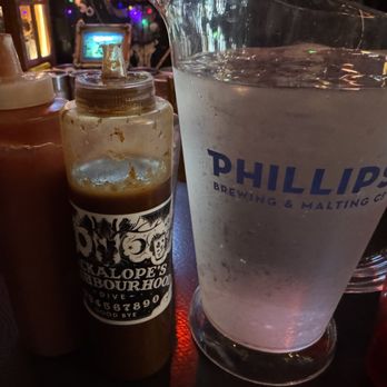 Jackalope's Neighbourhood Dive - Sauces and water pitcher~ - Dive Bars Near Me - Vancouver, British Columbia Jackalope's Neighbourhood Dive - Sauces and water pitcher~ - Dive Bars Near Me - Vancouver, British Columbia