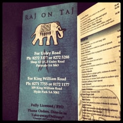 Raj on Taj - Takeaway contact details.